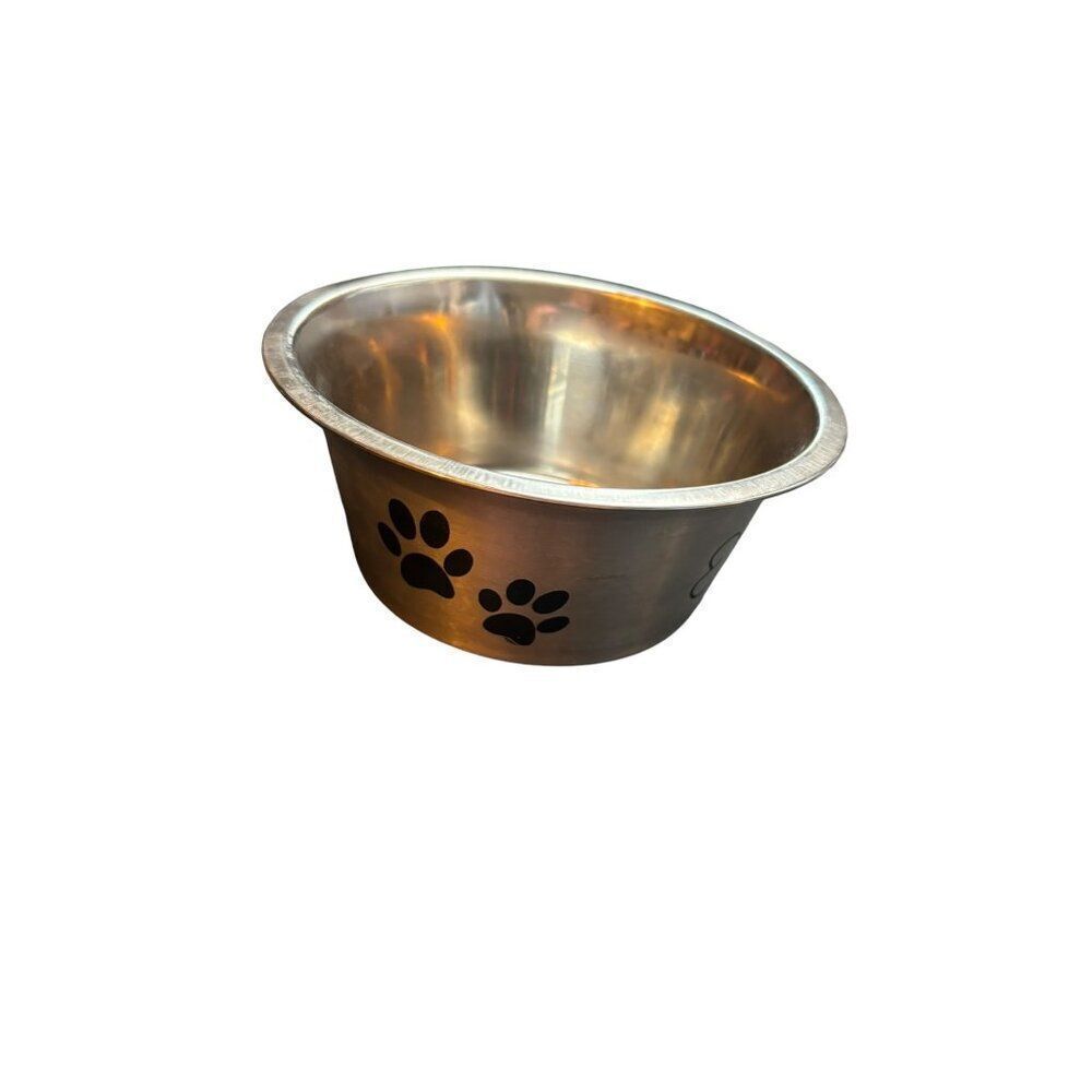 Stainless Steel Pet Bowl With Paw & Bone Design 6.5x4"